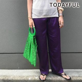 トゥデイフル(TODAYFUL)のtodayful Silkete Rough Pants パープル　36(カジュアルパンツ)