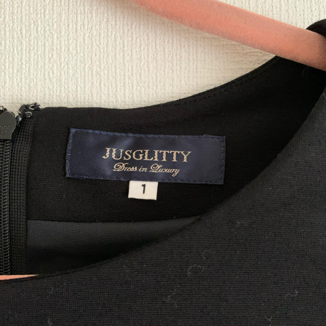 JUSGLITTY(ジャスグリッティー)のしば犬様専用　ジャスグリッティ　ツィードドッキングワンピース レディースのワンピース(ひざ丈ワンピース)の商品写真