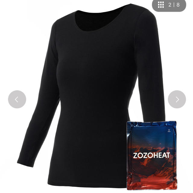 ZOZO HEAT長袖Uネック　ブラック レディースの下着/アンダーウェア(アンダーシャツ/防寒インナー)の商品写真