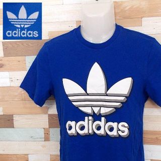 アディダス(adidas)の【adidas】 美品 アディダス 半袖Tシャツ ブルー ロゴデザイン サイズL(Tシャツ/カットソー(半袖/袖なし))