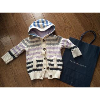 トミーヒルフィガー(TOMMY HILFIGER)のトミーヒルフィガーTOMMYHILFIGERボーダーケーブル編ボタンパーカー80(カーディガン/ボレロ)