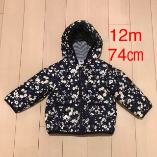 プチバトー(PETIT BATEAU)のプチバトー　アウター　12m74㎝　花柄　パーカー　ブルゾン　キルティング(ジャケット/コート)