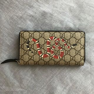 グッチ(Gucci)の【値下げ】グッチ スネークプリント GGスプリーム キャンバス ジップウォレット(長財布)