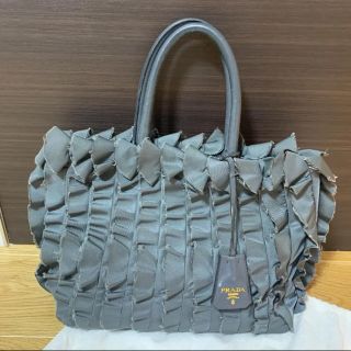 PRADA プラダ   ハンドバッグ BN1728 ナイロン   ヴァイオレット ゴールド金具  フリル トートバッグ 【本物保証】