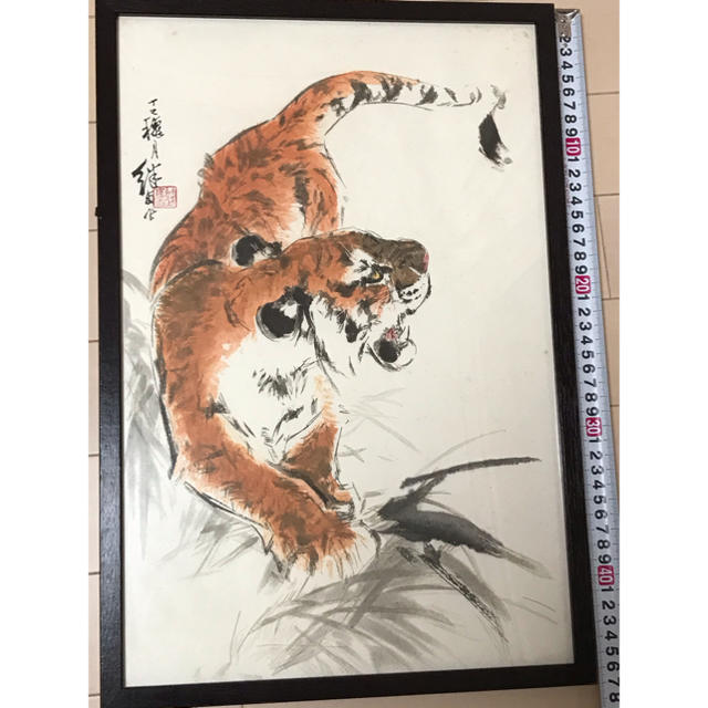 美術品/アンティーク中国絵　掛軸　額装