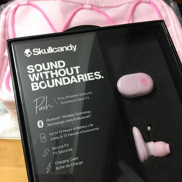 Skullcandy(スカルキャンディ)の【生産終了品】SKULL CANDY push pink スマホ/家電/カメラのオーディオ機器(ヘッドフォン/イヤフォン)の商品写真