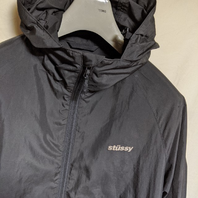 【USA製】STUSSY でかろご　　パーカー　黒　レトロ　アーチロゴ　L