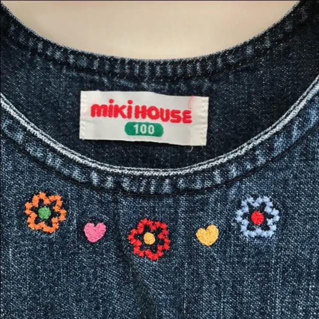 mikihouse(ミキハウス)のミキハウス デニム ワンピース 女の子 100 キッズ/ベビー/マタニティのキッズ服女の子用(90cm~)(ワンピース)の商品写真