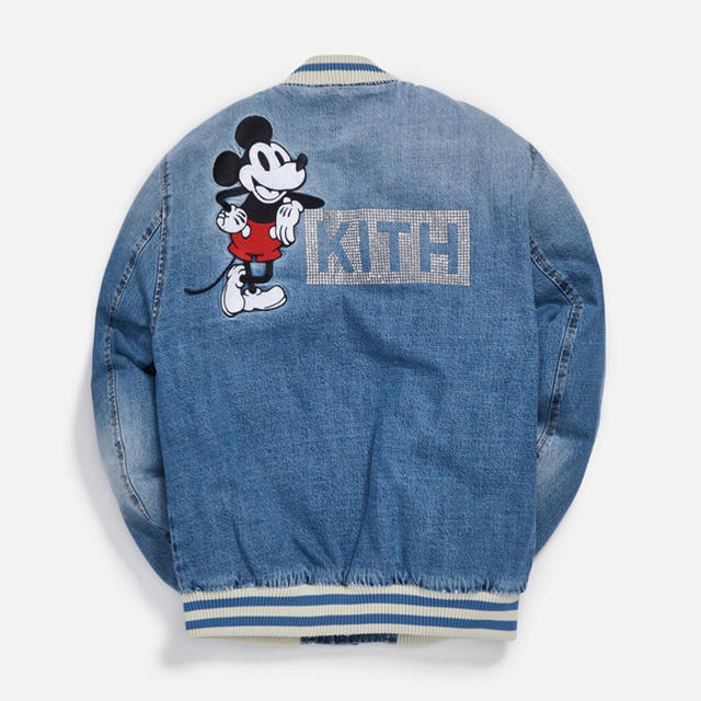 Disney(ディズニー)のKITH X DISNEY DENIM VARSITY JACKET Lサイズ メンズのジャケット/アウター(Gジャン/デニムジャケット)の商品写真