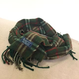 バーバリー(BURBERRY)のバーバリー マフラー カシミヤ 100% オシャレなチェック 緑系(マフラー)