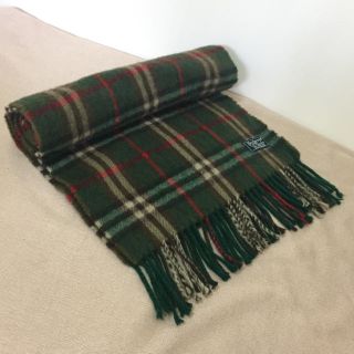 バーバリー マフラー カシミヤ 100% オシャレなチェック 緑系