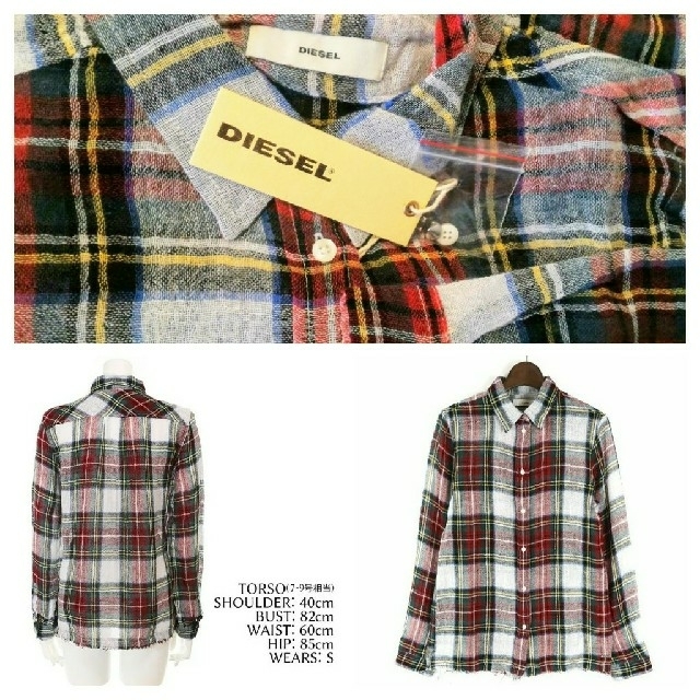 DIESEL(ディーゼル)のディーゼル DIESEL 新品 長袖シャツ ガーゼ素材 チェック柄 ネルシャツ レディースのトップス(シャツ/ブラウス(長袖/七分))の商品写真