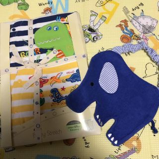 マザウェイズ(motherways)の優ちゃん様専用☆新品☆マザウェイズ　半袖ロンパース 2枚&スタイセット(ロンパース)