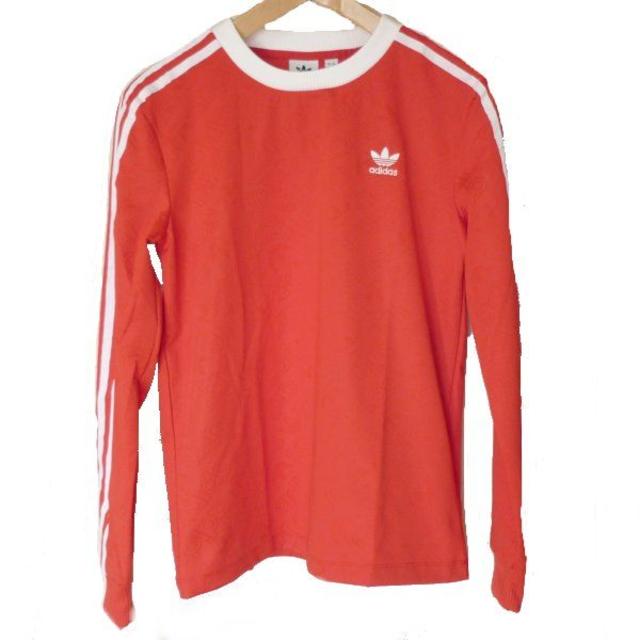 adidas(アディダス)の新品◆(Ｍ)アディダス 赤トレフォイルモノグラム3stロンT レディースのトップス(Tシャツ(長袖/七分))の商品写真