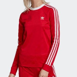 アディダス(adidas)の新品◆(レディースL)アディダス 赤トレフォイルモノグラム3stロンT(Tシャツ(長袖/七分))