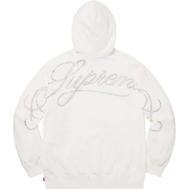 Supreme Rhinestone Script Hooded SweatカラーWhite