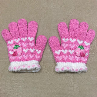 女児 ピンク フワフワ手袋(手袋)