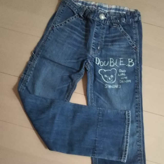 DOUBLE.B(ダブルビー)のダブルB デニム 130 裾折り返しチェック キッズ/ベビー/マタニティのキッズ服男の子用(90cm~)(パンツ/スパッツ)の商品写真