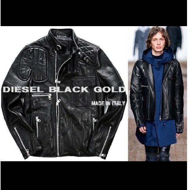 BLACK GOLD(ブラックゴールド)の定価26万DIESELディーゼルBLACKGOLDライダースジャケット新品 メンズのジャケット/アウター(ライダースジャケット)の商品写真
