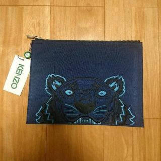 ケンゾー(KENZO)の★新品正規品【KENZO】A4対応 刺繍クラッチバッグ ネイビー(セカンドバッグ/クラッチバッグ)