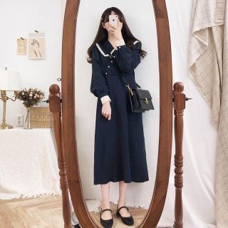 ナチュラルビューティーベーシック(NATURAL BEAUTY BASIC)のレースナチュラルワンピース⸜❤︎⸝‍Navy(ロングワンピース/マキシワンピース)