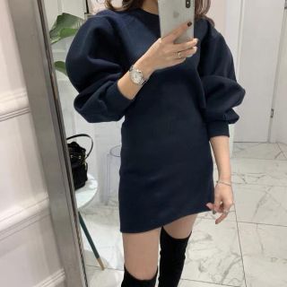 ジェイダ(GYDA)の肌見せ♡スウェットワンピ♡Navy(ミニワンピース)