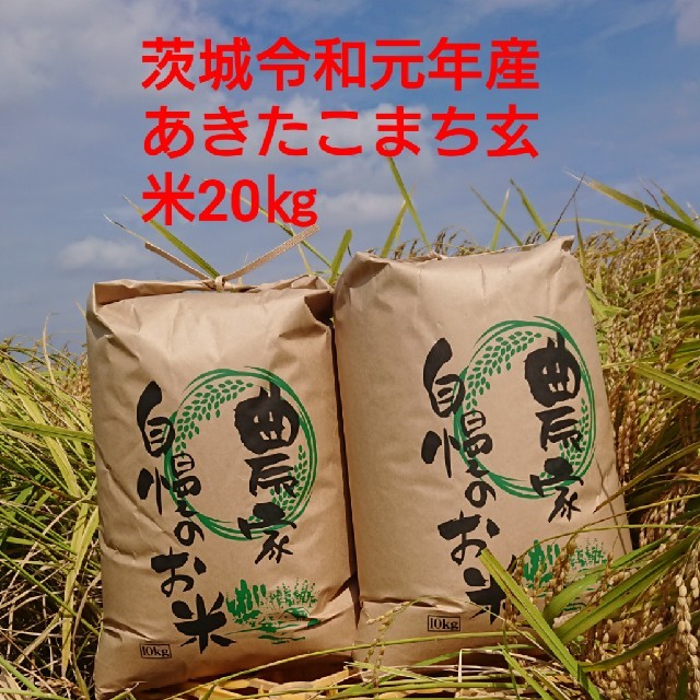 茨城令和元年産新米あきたこまち玄米20㎏　米/穀物