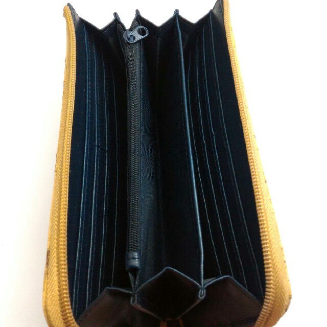 北欧コルクマテリアル ノルディックライト 長財布 多機能 ライン柄 ブルー メンズのファッション小物(長財布)の商品写真