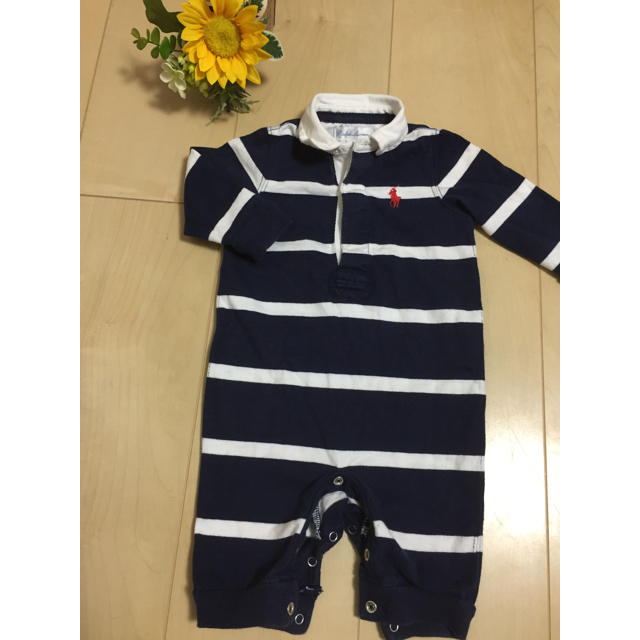 POLO RALPH LAUREN(ポロラルフローレン)のラルフローレン  ロンパース 黒×白 3m 50-60サイズ キッズ/ベビー/マタニティのベビー服(~85cm)(ロンパース)の商品写真