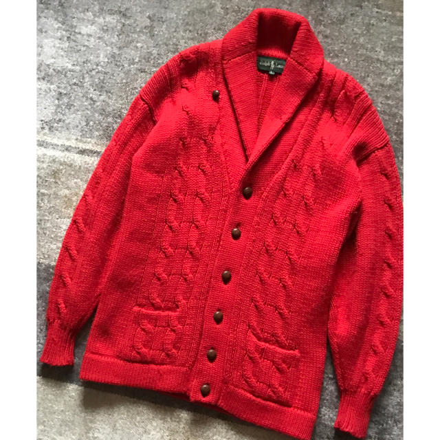 Ralph Lauren(ラルフローレン)の上品なオレンジカラー 90's vintageラルフローレン ニットカーディガン メンズのトップス(カーディガン)の商品写真