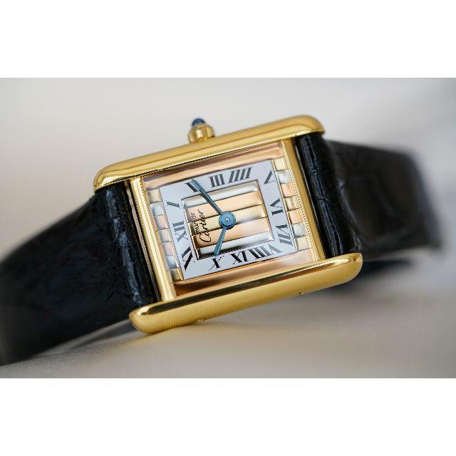 珍しい  Cartier SM ストライプ スリーカラーゴールド タンク マスト カルティエ 美品 - 腕時計