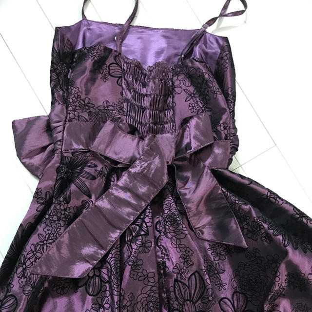 膝丈紫バルーンドレス レディースのフォーマル/ドレス(ミディアムドレス)の商品写真