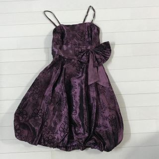 膝丈紫バルーンドレス(ミディアムドレス)