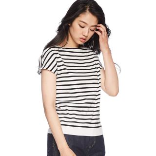 ナチュラルビューティーベーシック(NATURAL BEAUTY BASIC)の【値下げ】NATURAL BEAUTY BASIC ニット ボーダー  Tシャツ(カットソー(半袖/袖なし))