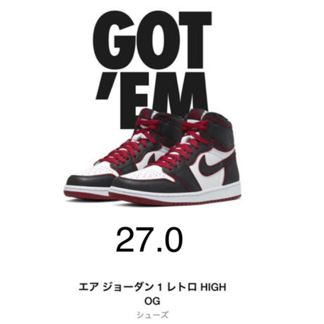 NIKE  エアジョーダン1  high og black red靴/シューズ