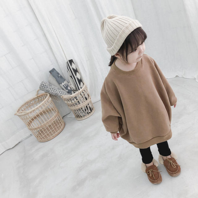 ビッグ スウェット トレーナー 長袖 / ブラウン / 90 キッズ/ベビー/マタニティのキッズ服女の子用(90cm~)(Tシャツ/カットソー)の商品写真