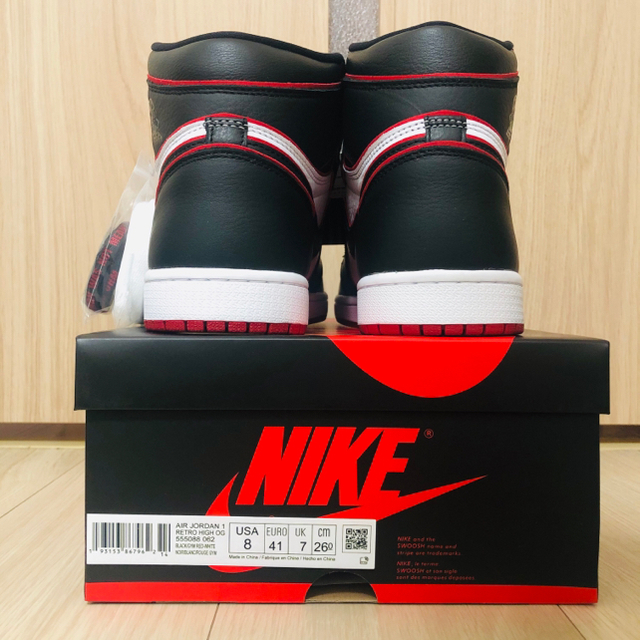 NIKE(ナイキ)の【即日発送可】NIKE AJ1 HI OG BLOOD LINE 26cm メンズの靴/シューズ(スニーカー)の商品写真