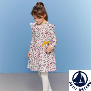 プチバトー(PETIT BATEAU)の【新品】プチバトー  3ans プリントワンピース 花柄(ワンピース)