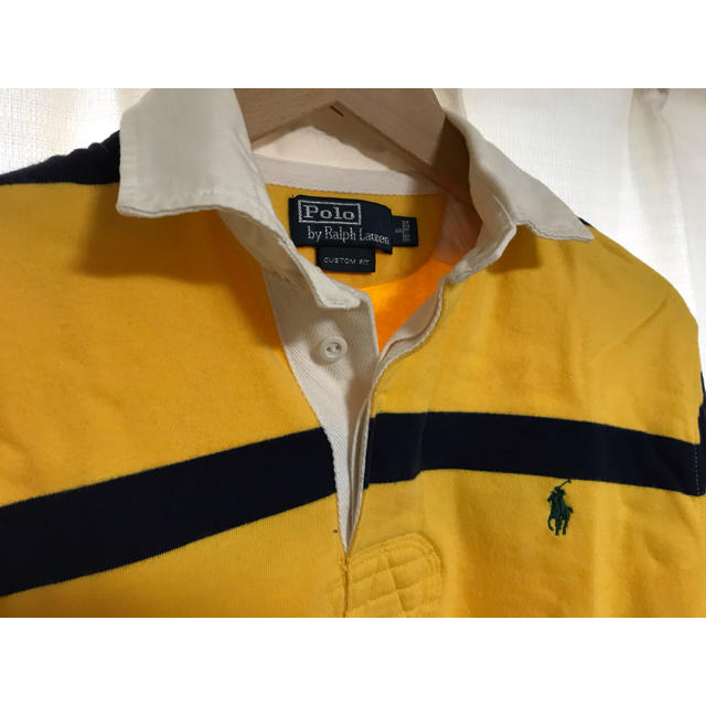 POLO RALPH LAUREN(ポロラルフローレン)のラルフローレン メンズ ボーダー ラガーシャツ Sサイズ ラグビーシャツ 黄色 メンズのトップス(シャツ)の商品写真