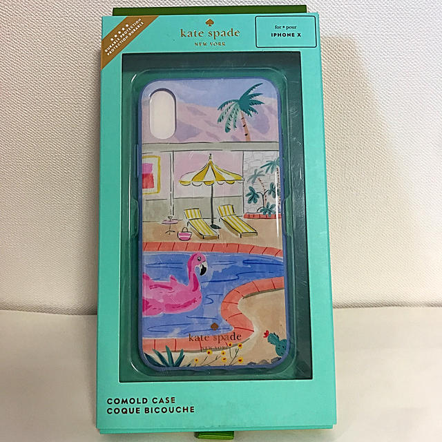 kate spade new york - 新品 未使用 ケイトスペード iPhoneX case フラミンゴ バカンス 柄の通販