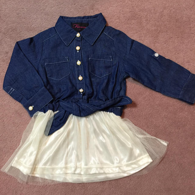 ダンガリー✖️シフォン ワンピ キッズ/ベビー/マタニティのキッズ服女の子用(90cm~)(ワンピース)の商品写真