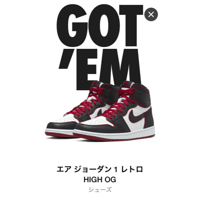 スニーカーNIKE AIR JORDAN1 RETRO HI OG 28.5cm