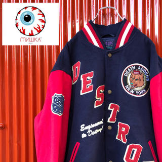 ミシカ(MISHKA)の☆オススメ☆ミシカ☆ビッグサイズ☆ワッペンスタジャン☆ネイビー　レッド(スタジャン)