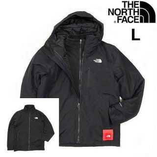 ザノースフェイス(THE NORTH FACE)のノースフェイス 3wayジャケット(L)黒 白ロゴ刺繍 190122(ナイロンジャケット)