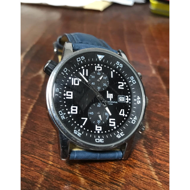 LIP(リップ)のlip リップ　クロノグラフ　クォーツ　腕時計　フランス　黒文字盤　希少　レア メンズの時計(腕時計(アナログ))の商品写真
