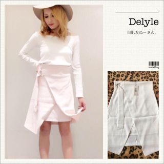 デイライルノアール(Delyle NOIR)のDelyle♡ラップニーレングススカート♡ホワイト(ひざ丈スカート)