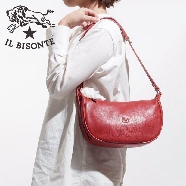 イルビゾンテ✨IL BISONTE 三日月型 ショルダーバッグ レッド 赤