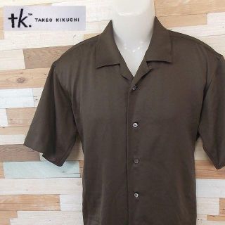 タケオキクチ(TAKEO KIKUCHI)の【TAKEO KIKUCHI】 美品 タケオキクチ ブラウン半袖シャツ サイズL(シャツ)