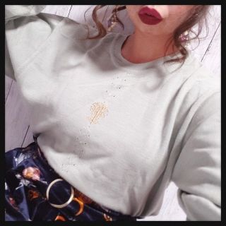 値下げok/刺繍デザイングレージュニット/古着/vintage/昭和レトロ(ニット/セーター)