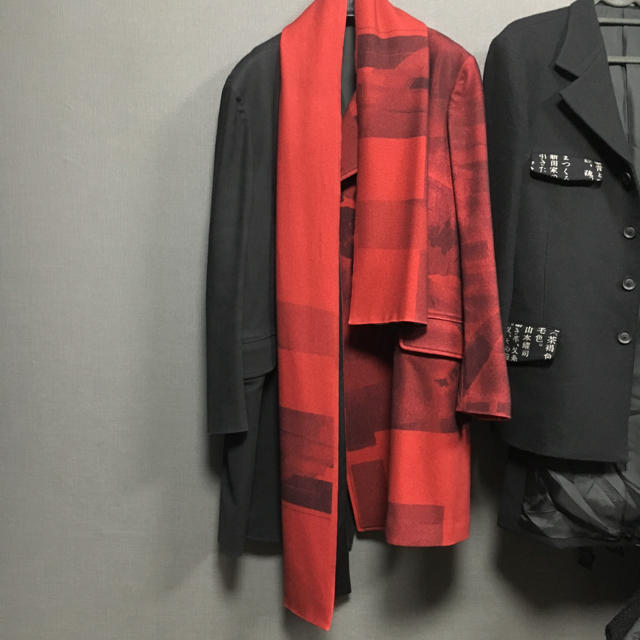 Yohji Yamamoto - 最終値下18aw 赤フラノストールジャケット